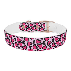 Dog Collar- Pink Leopard Print Hearts