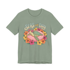 Seas the Day Turtle Tee — Vintage Floral Beach T-Shirt