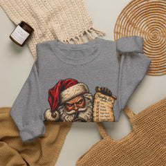 Santa Saw Everything Crewneck Sweatshirt — Vintage Naughty or Nice Christmas Sweater