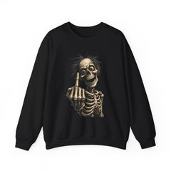 Skeleton Middle Finger Crewneck Sweatshirt — Edgy Gothic Halloween Graphic