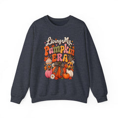 Pumpkin Era Crewneck Sweatshirt — "Living My Pumpkin Era" Fall Graphic Sweatshirt
