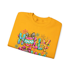 Holly Jolly Crewneck Gildan Sweatshirt — Colorful Christmas Ornament Holiday Sweater