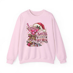 "Santa's Favorite Hot Mess" Sparkle Martini Holiday Christmas Crewneck