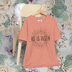 He Is Risen Unisex Short Sleeve Tee - Easter Celebration Shirt