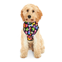 Pet Hoodie - Rainbow Hearts on Black