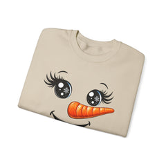 Happy Snowman Crewneck Sweatshirt | Winter Apparel, Christmas Gift, Cozy Sweater, Holiday Clothing, Carrot Nose Design
