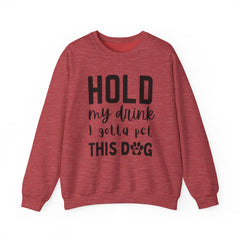 "Hold My Drink, I Gotta Pet This Dog" Unisex Heavy Blend™ Crewneck Sweatshirt