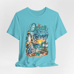 Ocean Is My Therapy T-Shirt — Beach Lighthouse Sunset Tee