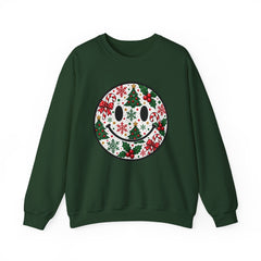 Christmas Smiley Crewneck Sweatshirt — Festive Holiday Smile Graphic
