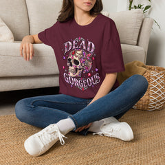 "Dead Gorgeous" T‑Shirt- Skull Floral- Halloween Vibes