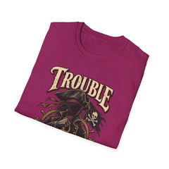 Trouble Has a New Captain T-Shirt — Pirate Skull Graphic Tee
