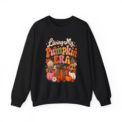 Pumpkin Era Crewneck Sweatshirt — "Living My Pumpkin Era" Fall Graphic Sweatshirt