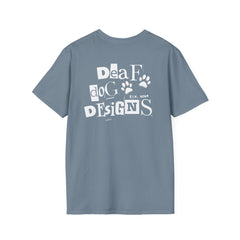 FB Rockstar Dog Unisex T-Shirt - Deaf Dogs Definitely Rock Upright Bass Design