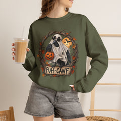 Halloween Ghost Crewneck Sweatshirt – 'Fuh-Cawf' Spooky Pumpkin Design