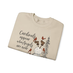 Angel & Cardinal Sweatshirt, Cozy Crewneck for Winter, Holiday Gift, Winter Fashion, White Christmas Sweatshirt,
