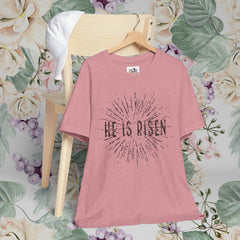 He Is Risen Unisex Short Sleeve Tee - Easter Celebration Shirt