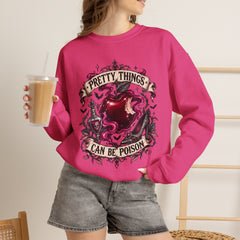 Crewneck Sweatshirt — “Pretty Things Can Be Poison” Gothic Apple Graphic
