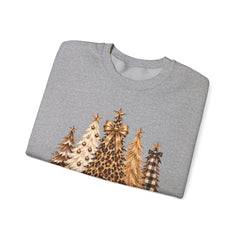 Leopard & Neutral Christmas Trees Crewneck Sweatshirt