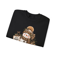 Leopard Snowman Crewneck Sweatshirt — Cozy Holiday Winter Christmas Graphic