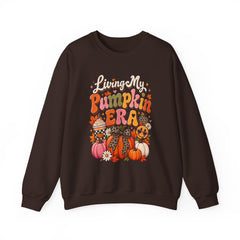 Pumpkin Era Crewneck Sweatshirt — "Living My Pumpkin Era" Fall Graphic Sweatshirt