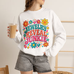 Jewelry Reveal Junkie Sweatshirt by Gildan, Cozy Unisex Crewneck, Gift for Jewelry Lovers