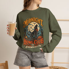 Midnight Howl Club Sweatshirt — Moonlit Wolves Graphic Crewneck