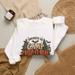 Camp Creep-It-Real Sweatshirt — Retro Spooky Camping Crewneck - Halloween Vibes