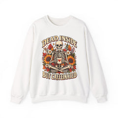 Skeleton Coffee Sweatshirt, Dead Inside But Caffeinated Crewneck, Halloween Gift, Unisex Fall Apparel, Cozy Lounge Wear
