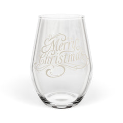 Merry Christmas Stemless Wine Glass