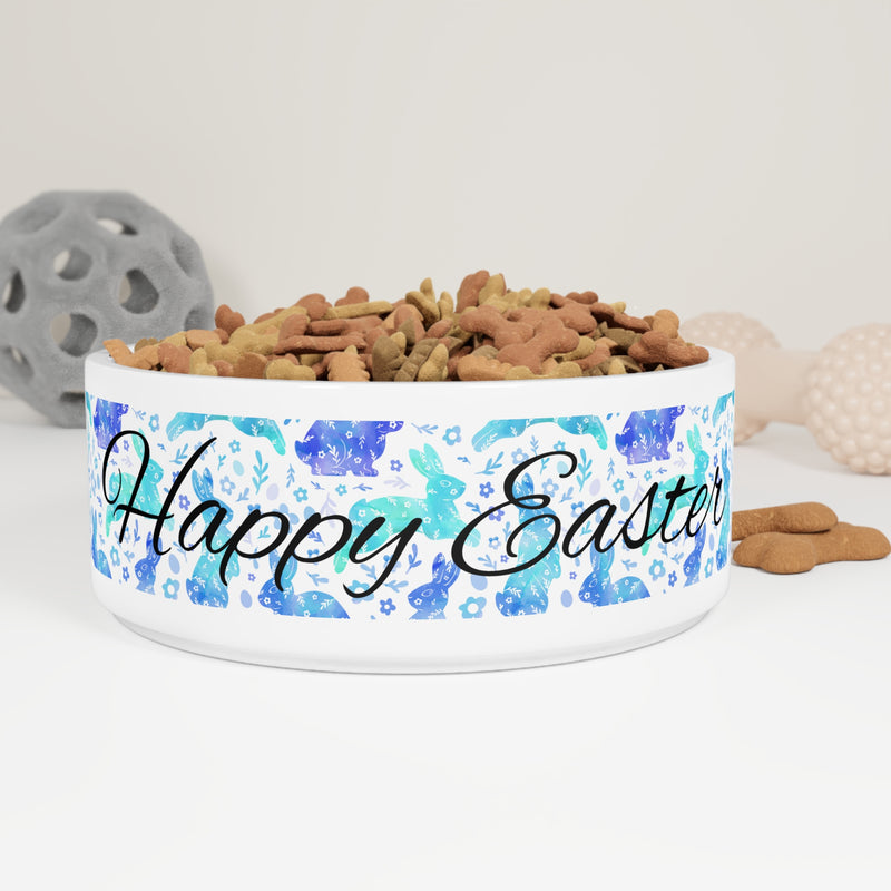 Pet Bowl - Happy Easter Blue Bunnies