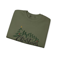 "Merry Christmas" Crewneck, Unisex Sweater, Winter Fashion, Festive Apparel, Holiday Gift, Christmas tree