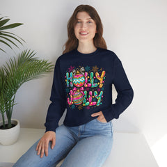 Holly Jolly Crewneck Gildan Sweatshirt — Colorful Christmas Ornament Holiday Sweater
