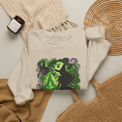 Witch Silhouette Forest Crewneck Sweatshirt – Green Gothic Witchy Art - Wicked