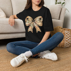Vintage Newspaper Print Pen & Ink Bow T-Shirt