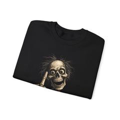 Skeleton Middle Finger Crewneck Sweatshirt — Edgy Gothic Halloween Graphic
