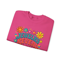 Jewelry Reveal Junkie Sweatshirt by Gildan, Cozy Unisex Crewneck, Gift for Jewelry Lovers