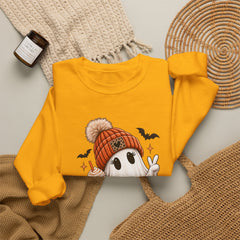 Cozy Pumpkin Ghost Sweatshirt – Cute Halloween Fall Crewneck