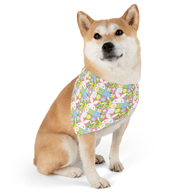 Easter Pet Bandana Collar - Colorful Bunny & Egg Pattern