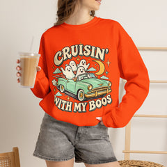 Cruisin' With My Boos Sweatshirt — Cute Ghost Halloween Crewneck