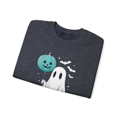 Teal Pumpkin & Ghost Crewneck Sweatshirt, Cozy Fall Apparel, Funny Sweatshirt, Gift for Her, Casual Wear