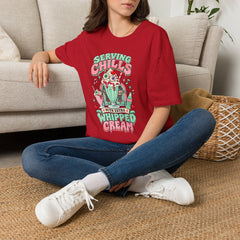 T-Shirt — "Serving Chills" Retro Dessert Graphic Tee (Extra Whipped Cream) - BP - Halloween