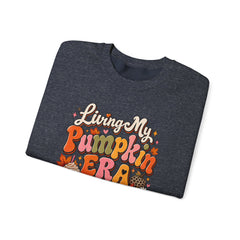 Pumpkin Era Crewneck Sweatshirt — "Living My Pumpkin Era" Fall Graphic Sweatshirt
