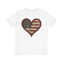 Patriotic Heart Tee - Love USA, American Pride Shirt, 4th of July, Independence Day, Memorial Day, Gift for Her