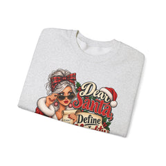 Christmas Sweatshirt - "Dear Santa Define Naughty" Festive Holiday Crewneck