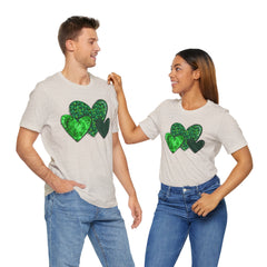 Green Hearts St. Patrick's Day Tee - Unisex Short Sleeve Shirt / Christmas
