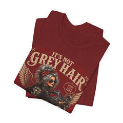 It's Not Grey Hair It's Wisdom Glitter T-Shirt — Vintage Skull & Rose Biker Tee for Women & Men