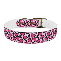 Dog Collar- Pink Leopard Print Hearts