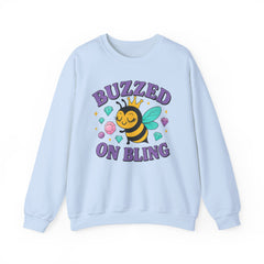 Buzzed on Bling Crewneck Sweatshirt by Gildan - Fun Gift for Bee Lovers, Jewelry Reveals