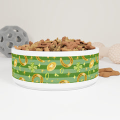 St. Patrick's Day Pet Bowl - Lucky Clover & Gold Coin Design