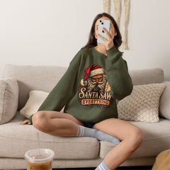 Santa Saw Everything Crewneck Sweatshirt — Vintage Naughty or Nice Christmas Sweater